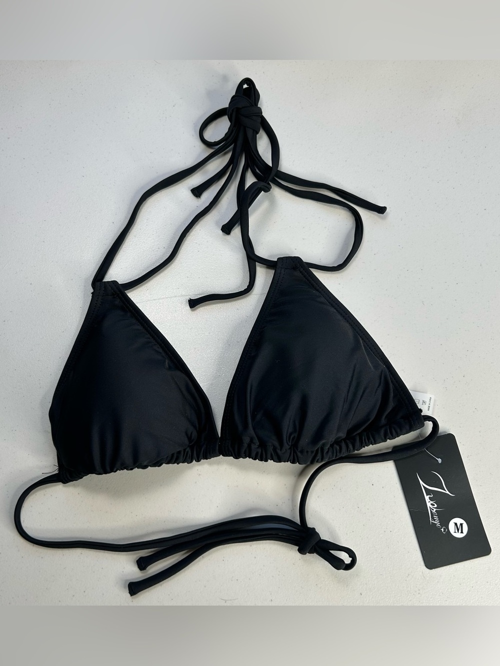 Zuobanyo Bikini Top Medium Black Triangle Halter New